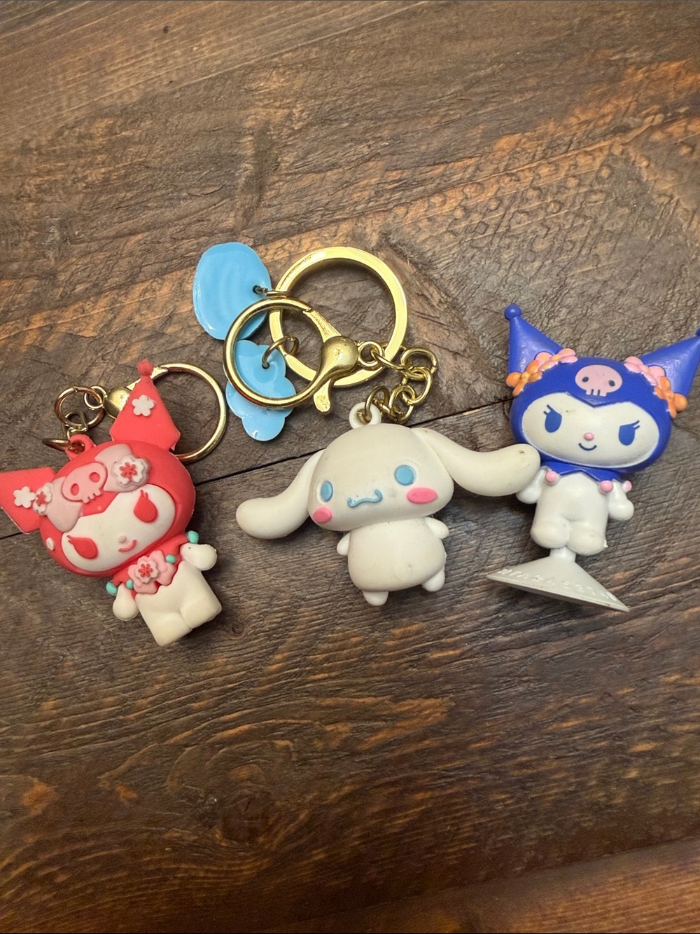 Sanrio Sakura Kuromi, My Melody, and Cinnamoroll lot of 3 keychain desk GUC